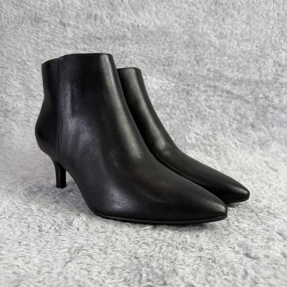 Aerosoles Edith Ankle Boot Women's Heeled Booties Black Vegan Leather Size 8.5 - Picture 1 of 9